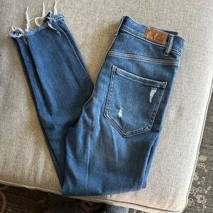 Express Distressed Blue Cropped Jeans